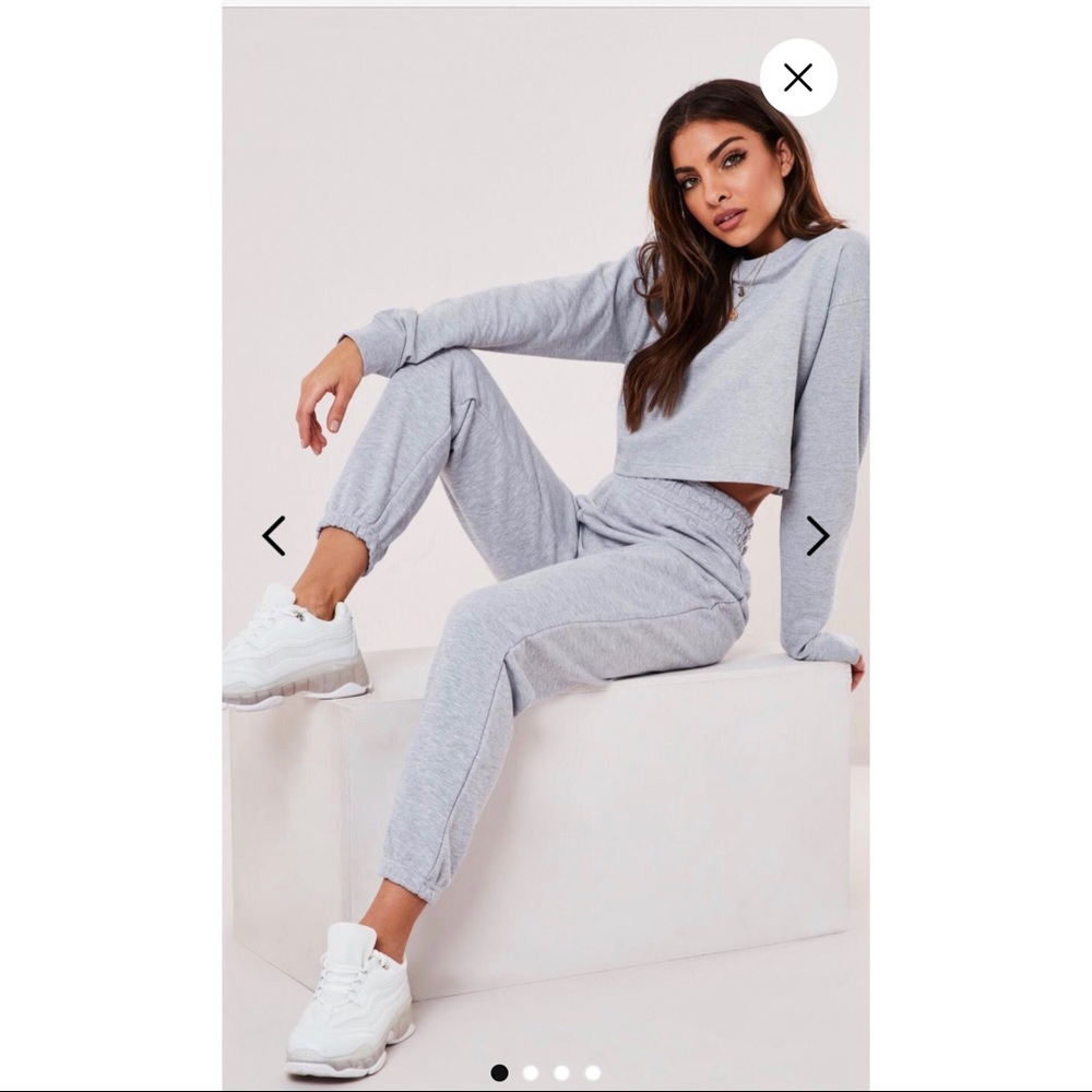 Grey cropped sweatshirt & Jogger set NWT